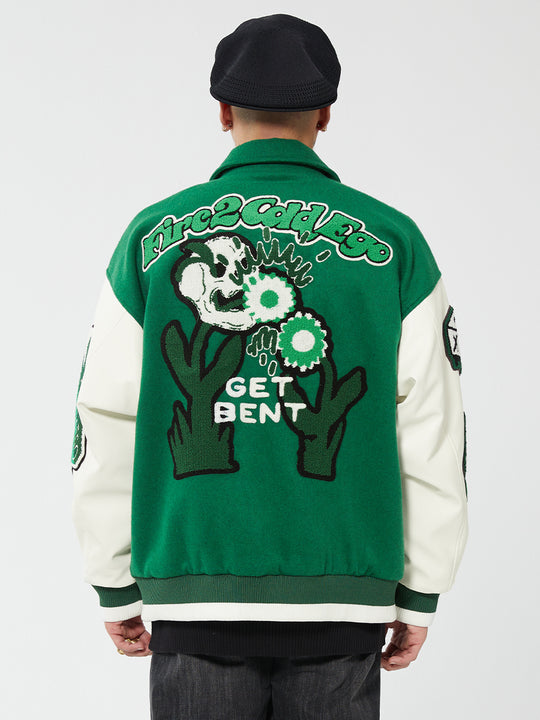 F2CE Fire 2 Cold Ego Embroidered Wool Varsity Jacket | Face 3 Face
