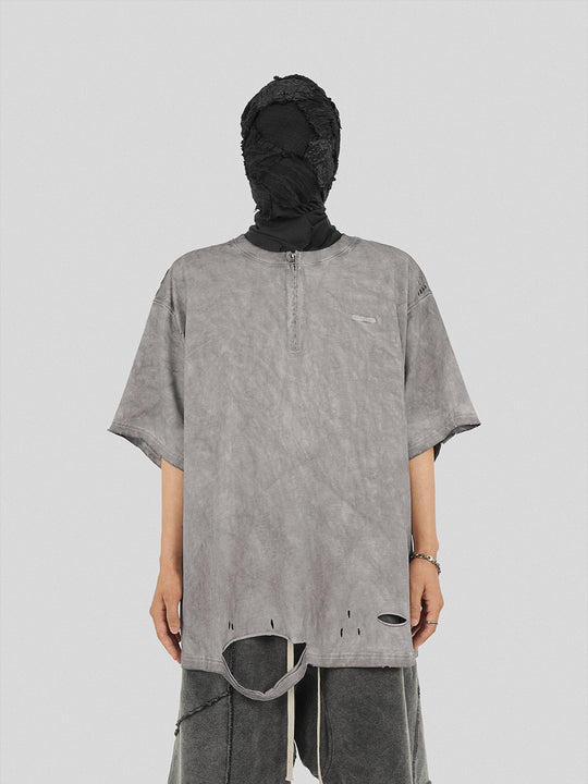 UNDERWATER Destruction Cross Deconstruction Zipper Tee Gray