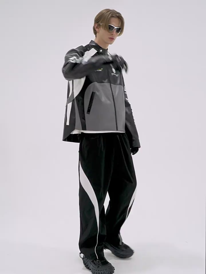 Harsh and Cruel Colorblock Faux Leather Racing Jacket