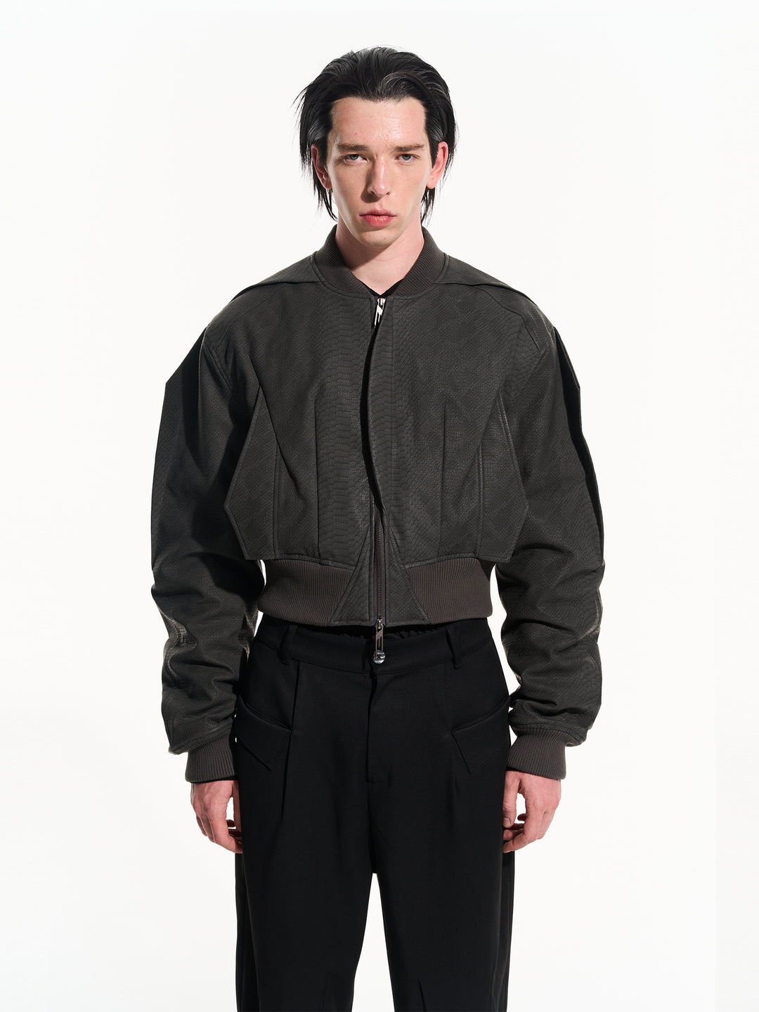 BLIND NO PLAN Fly Leather Short MA-1 Jacket