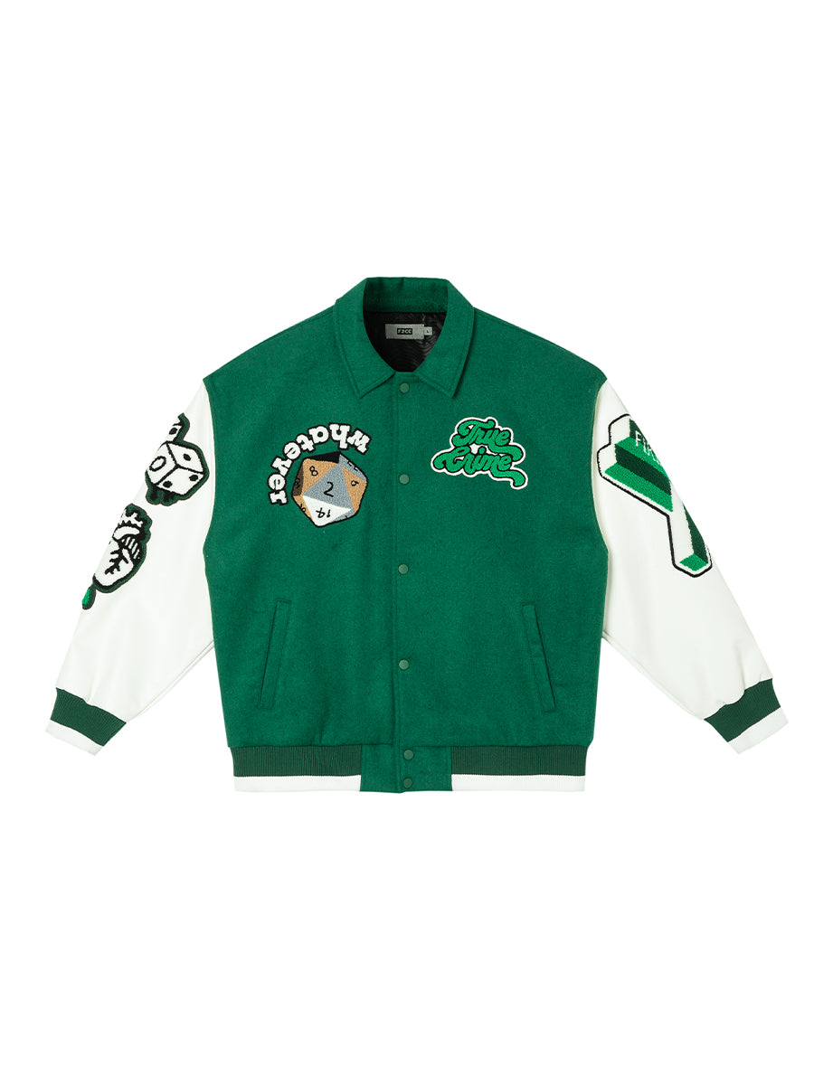 F2CE Fire 2 Cold Ego Embroidered Wool Varsity Jacket | Face 3 Face