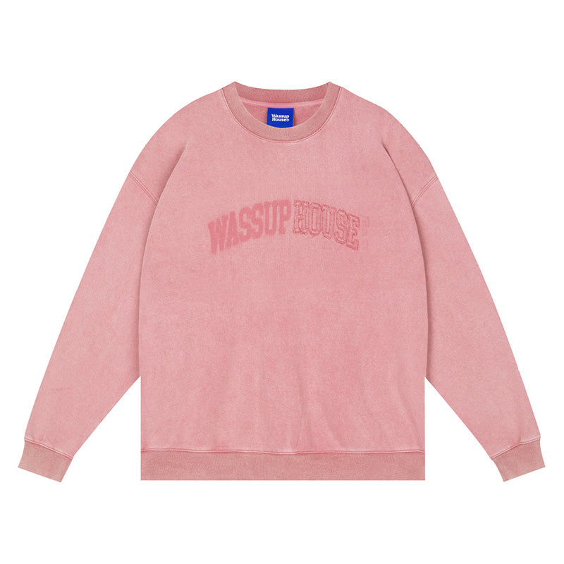 Wassup House Heavy Washing Destruction Patch Embroidery Sweatshirt