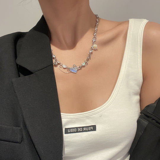 NboStore Zirconia Daisy couple Necklace | Face 3 Face