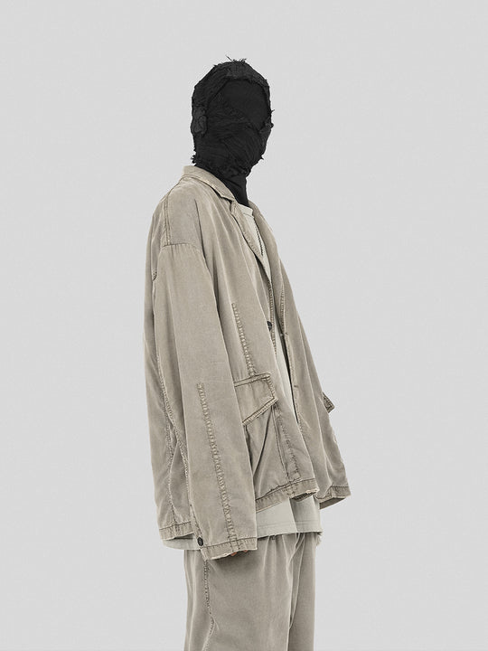 UNDERWATER Distressed 3D Cut Patch Pocket Suit Jacket