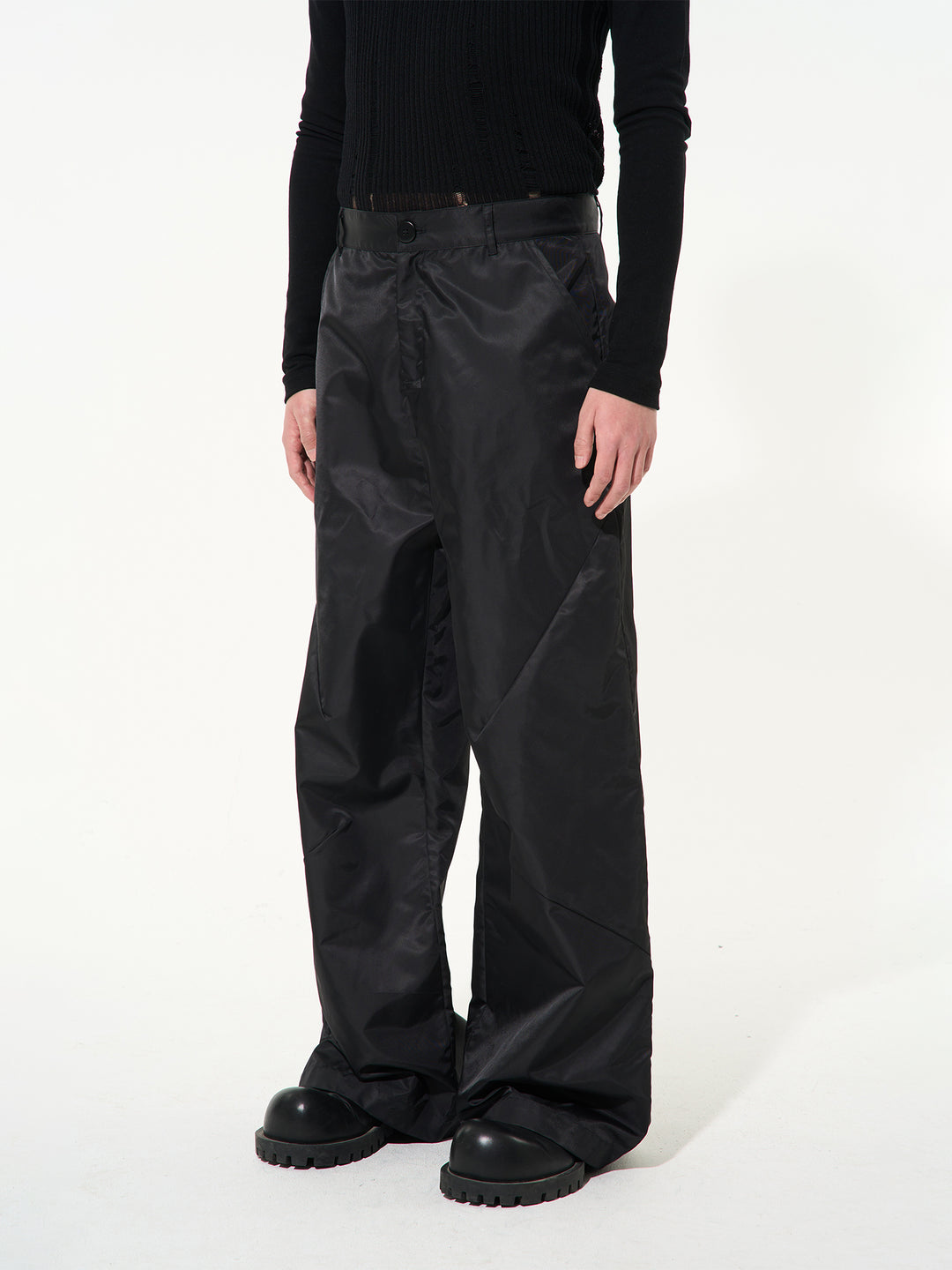 BLIND NO PLAN Silhouette Straight Leg Nylon Pants