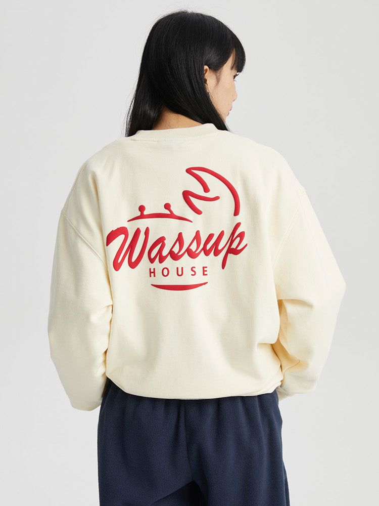 Wassup House Crab Graffiti Word Foam Printing Sweatshirt