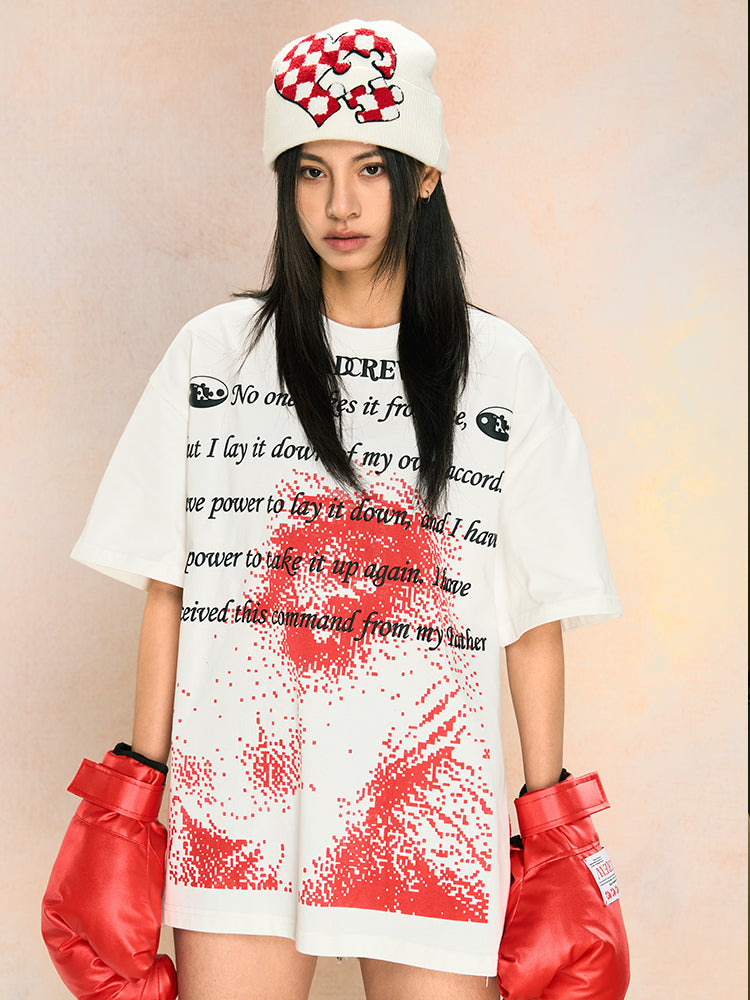 YADcrew Pixel Dot Sage Bubble Print Tee