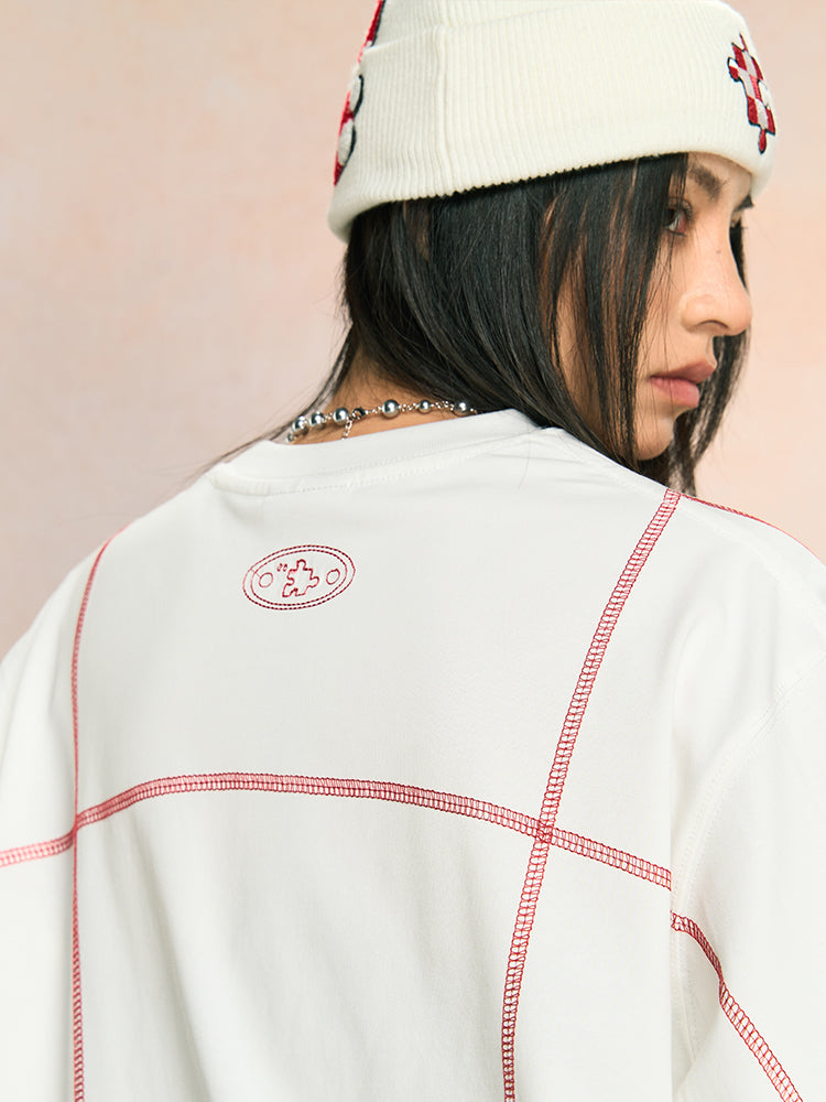 YADcrew Decorative Line Functional Long Sleeve Tee