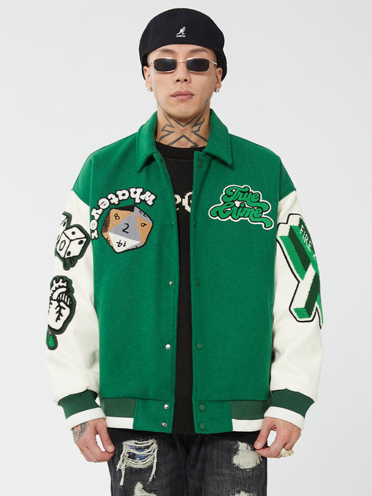F2CE Fire 2 Cold Ego Embroidered Wool Varsity Jacket | Face 3 Face