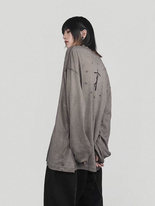 UNDERWATER Crucifix Cross Printed Long Sleeve Tee