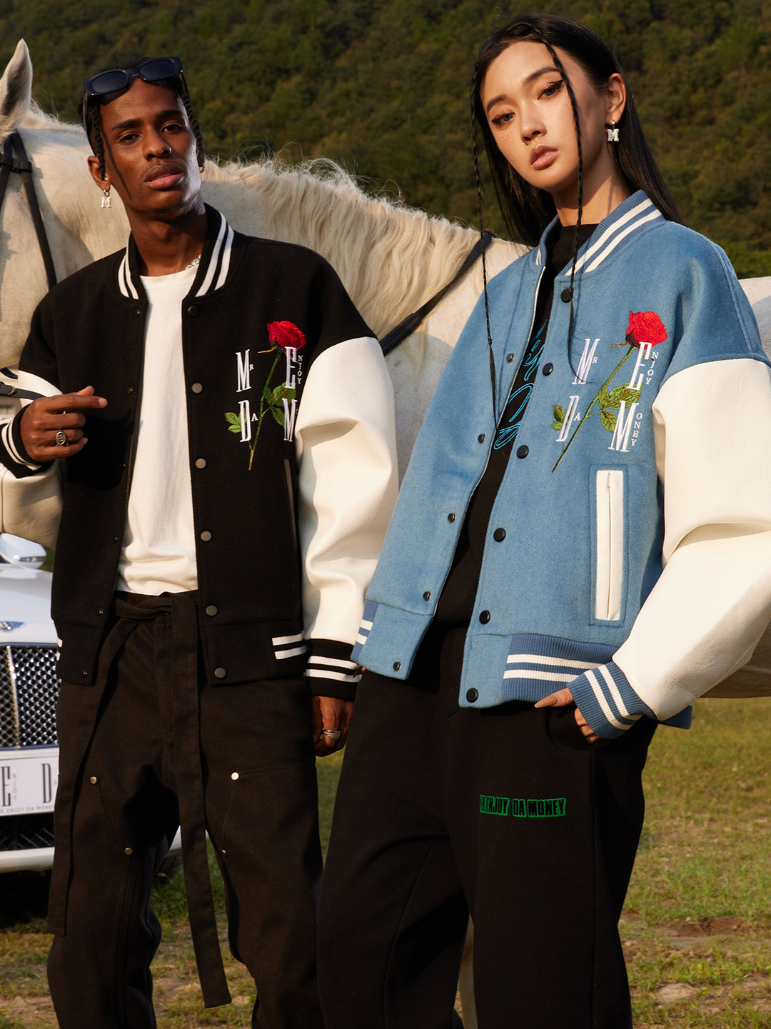 MEDM Rose Embroidery Varsity Jacket | Face 3 Face