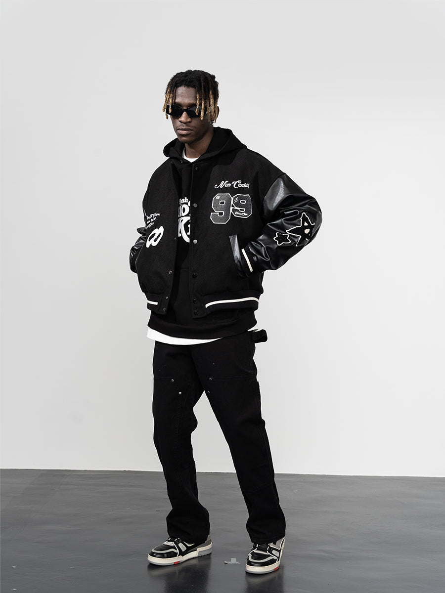 Harsh and Cruel Embroidered stars Clouds Varsity Jacket | Face 3 Face