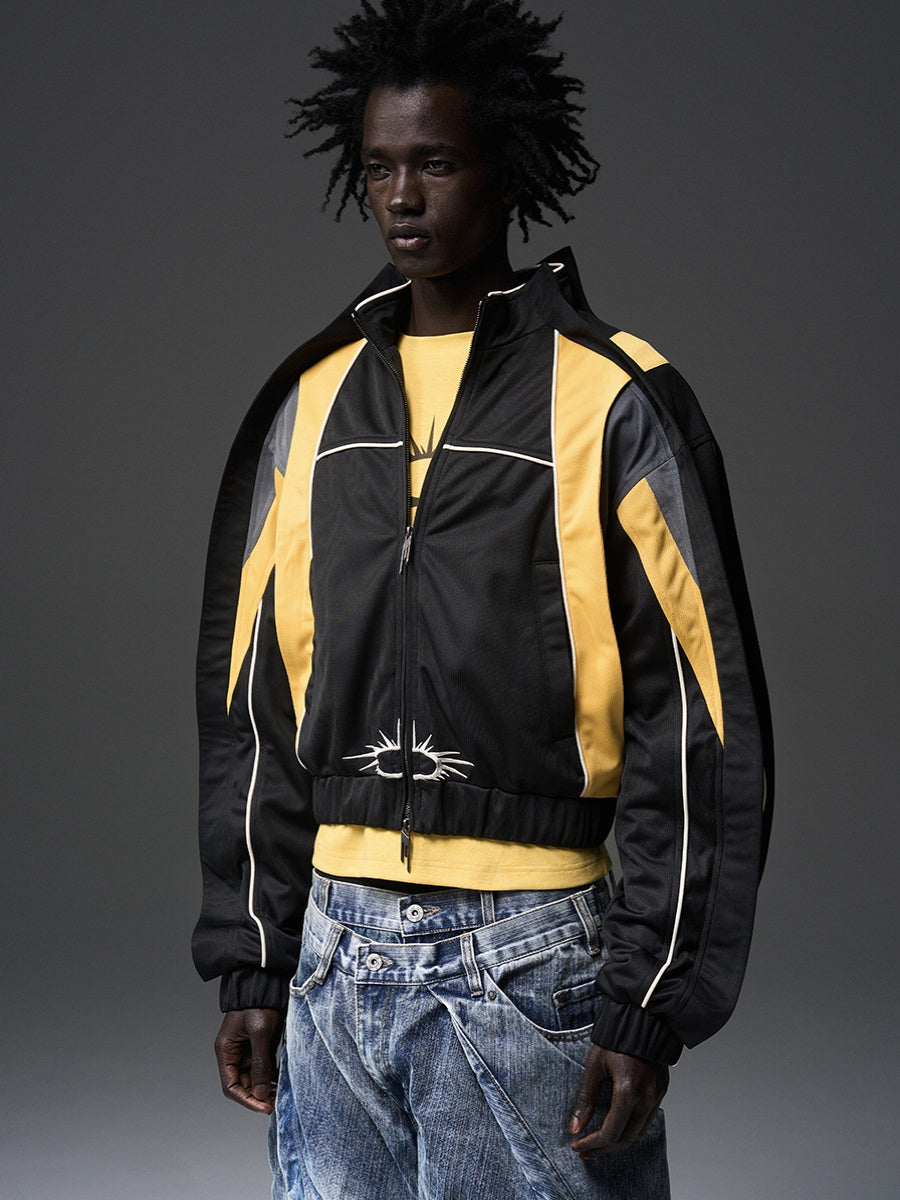 BLIND NO PLAN x BLACK8 Color Blocked Short Sports Jacket