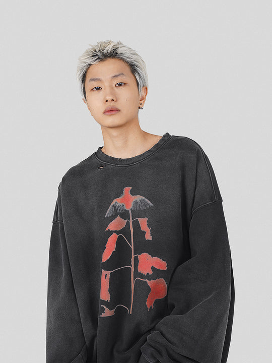 UNDERWATER Wormhole Destruction Alive Printed Faded Sweatshirt