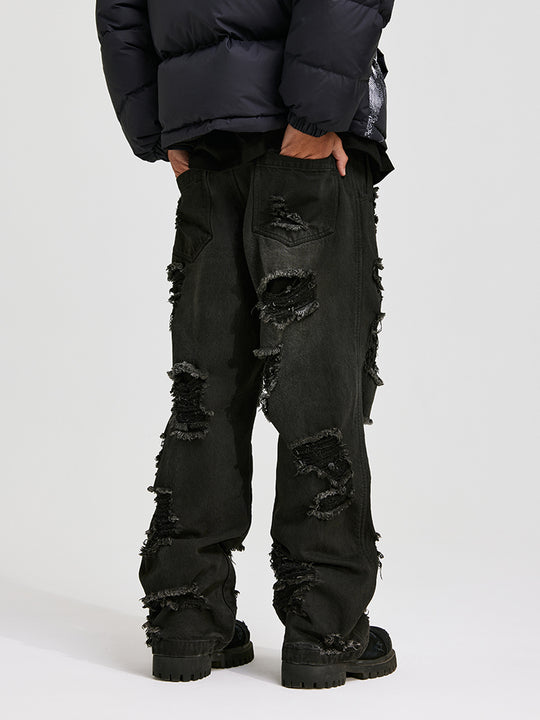 ANTIDOTE Damaged Spray Colored Denim Jeans