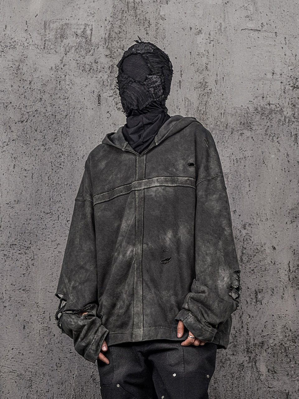 UNDERWATER Distressed Cross Stitching Hoodie