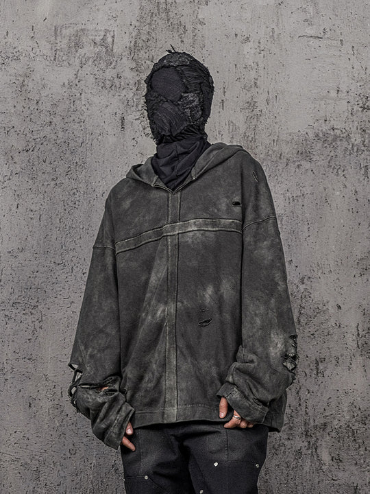 UNDERWATER Distressed Cross Stitching Hoodie