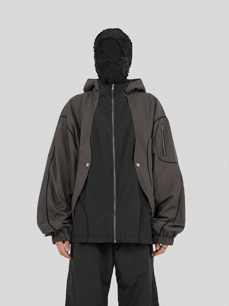 UNDERWATER Color Blocking Mesh Patchwork Punching Jacket