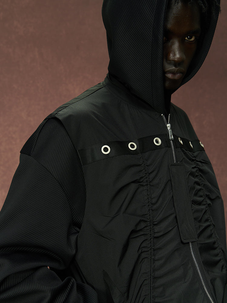 YADcrew Drawstring Pleated Sleeveless Vest