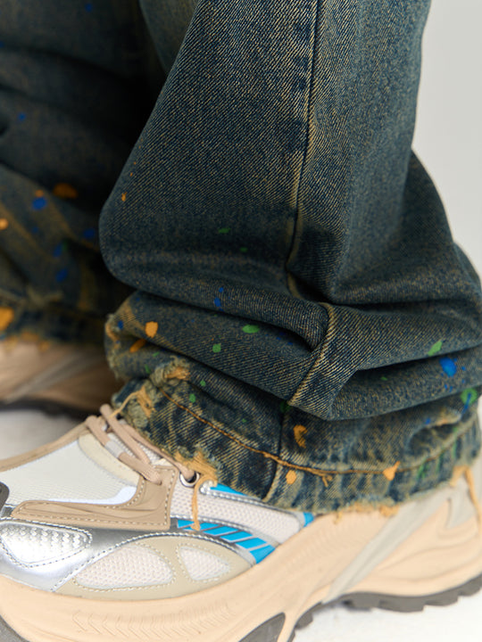 YADcrew Washed Ink Destruction Denim Jeans