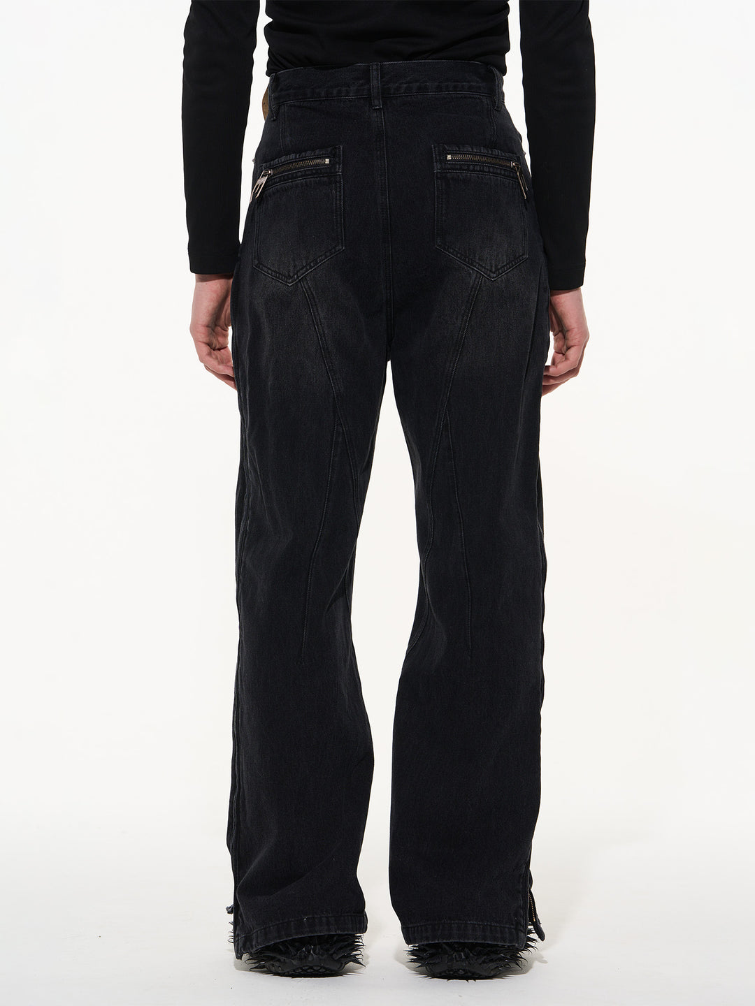 BLIND NO PLAN Multi Close Zipper Washed Denim Jeans