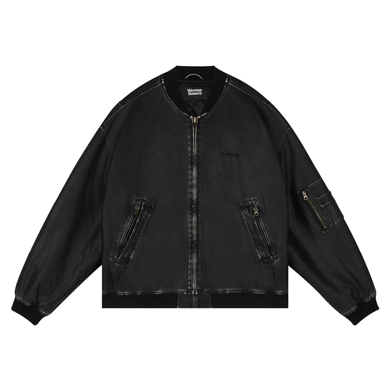 Wassup House Vintage MA-1 Flight Leather Jacket