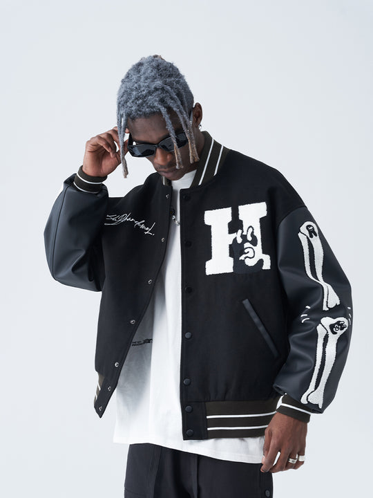 Harsh and Cruel Skeleton Bones Varsity Jacket | Face 3 Face