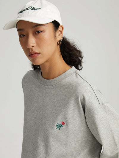 Wassup House Rose Embroidery Long Sleeved Tee