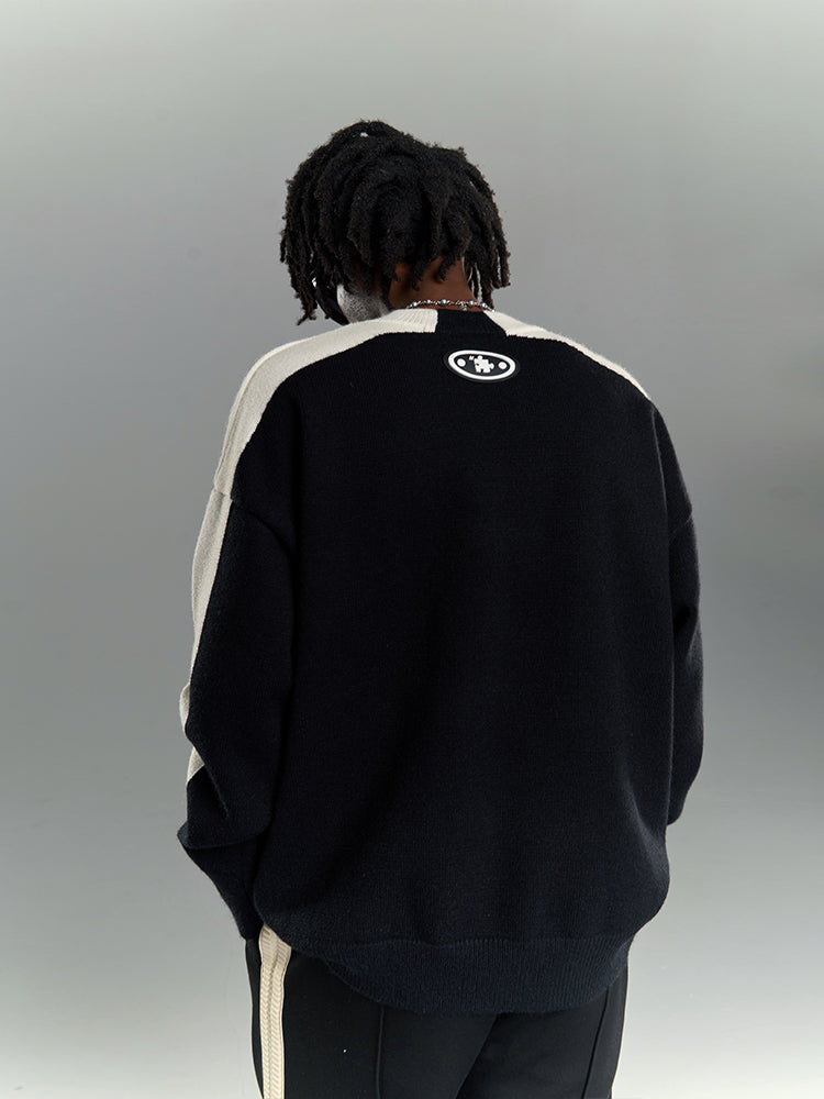 YADcrew Black & White Contrasting Knit Sweater