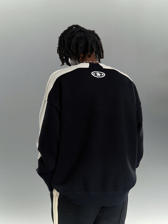 YADcrew Black & White Contrasting Knit Sweater
