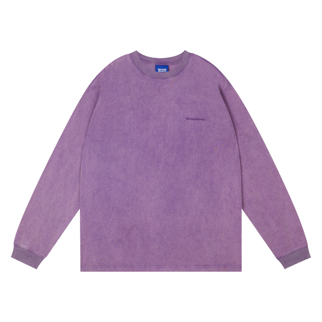 Wassup House Washed Faded Logo Long Sleeved Tee