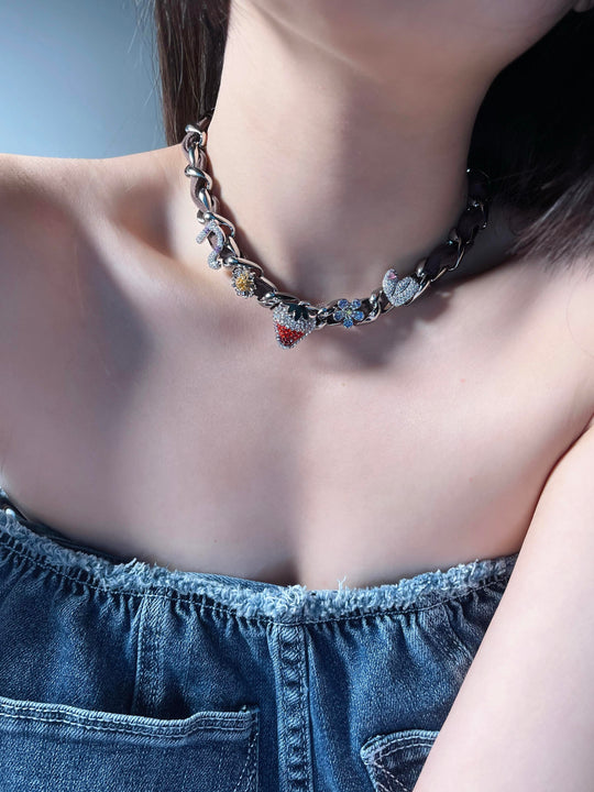 Nbostore Strawberry Full Of Diamonds Necklace