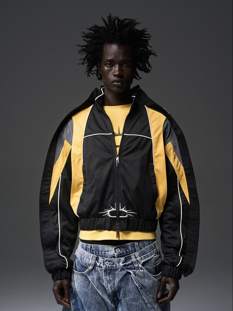 BLIND NO PLAN x BLACK8 Color Blocked Short Sports Jacket