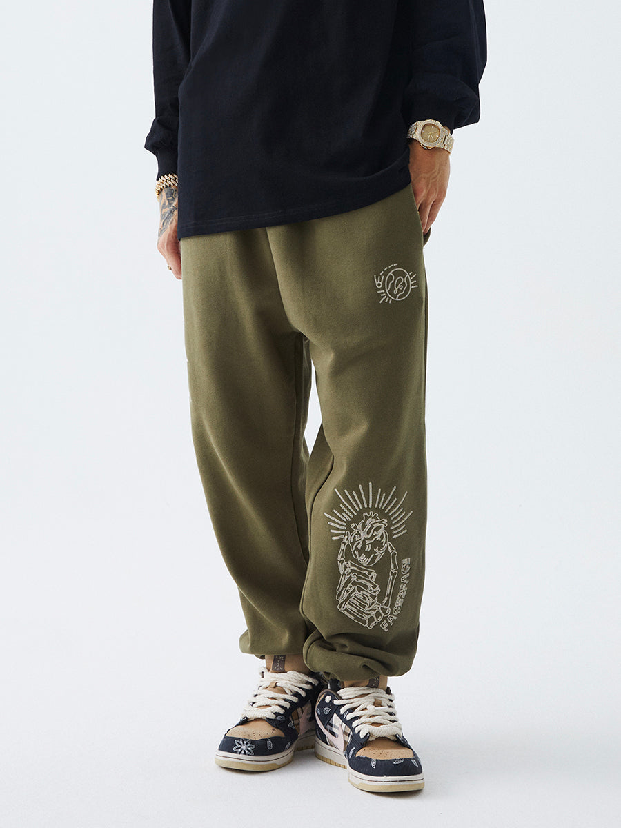 F2CE Skull Embroidered Sweatpants | Face 3 Face