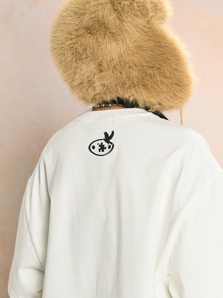 YADcrew Peace Dove Embroidered Pellet Foam Printed Tee