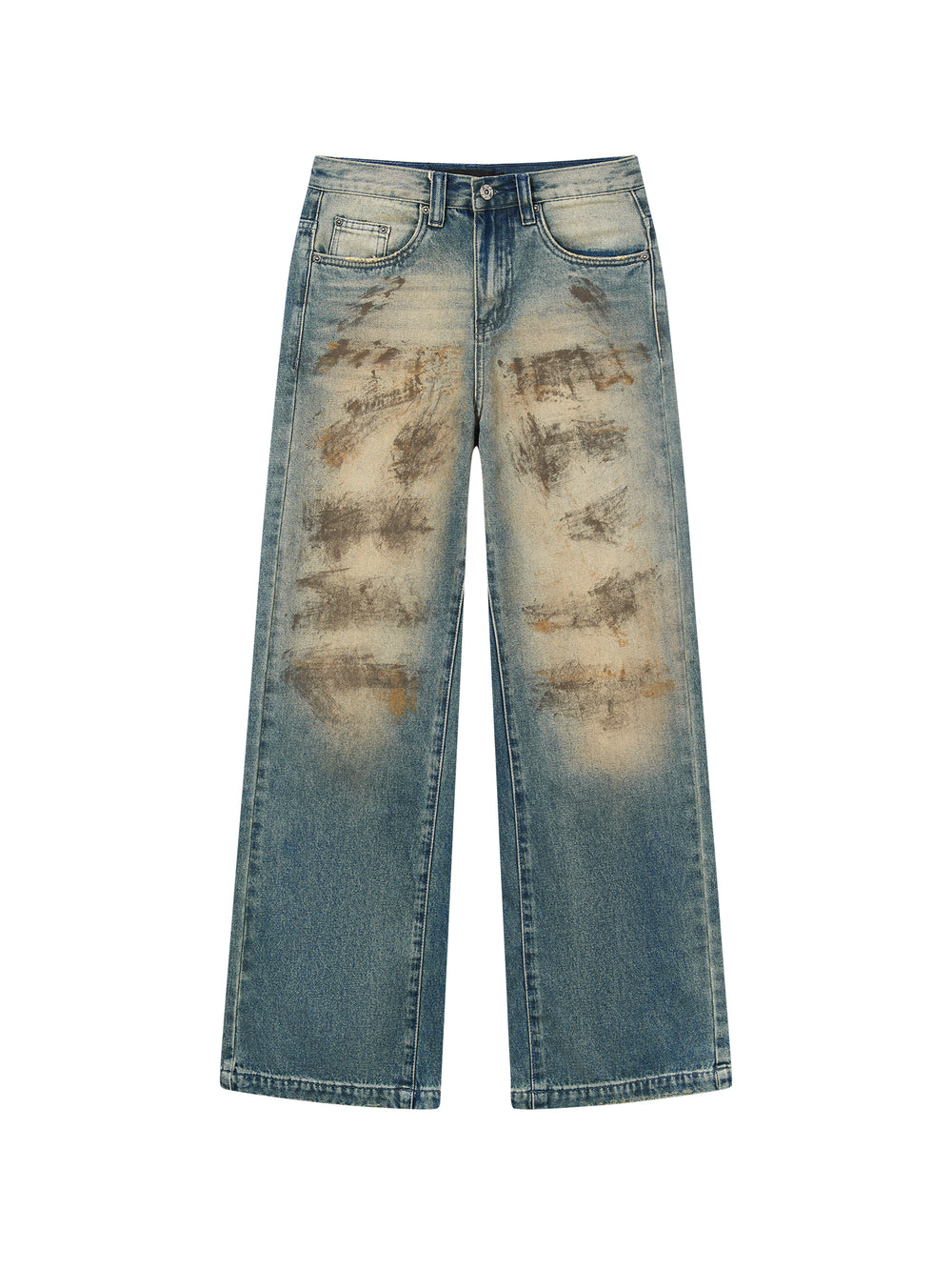 BLIND NO PLAN Old Mud Dye Straight Leg Denim Jeans