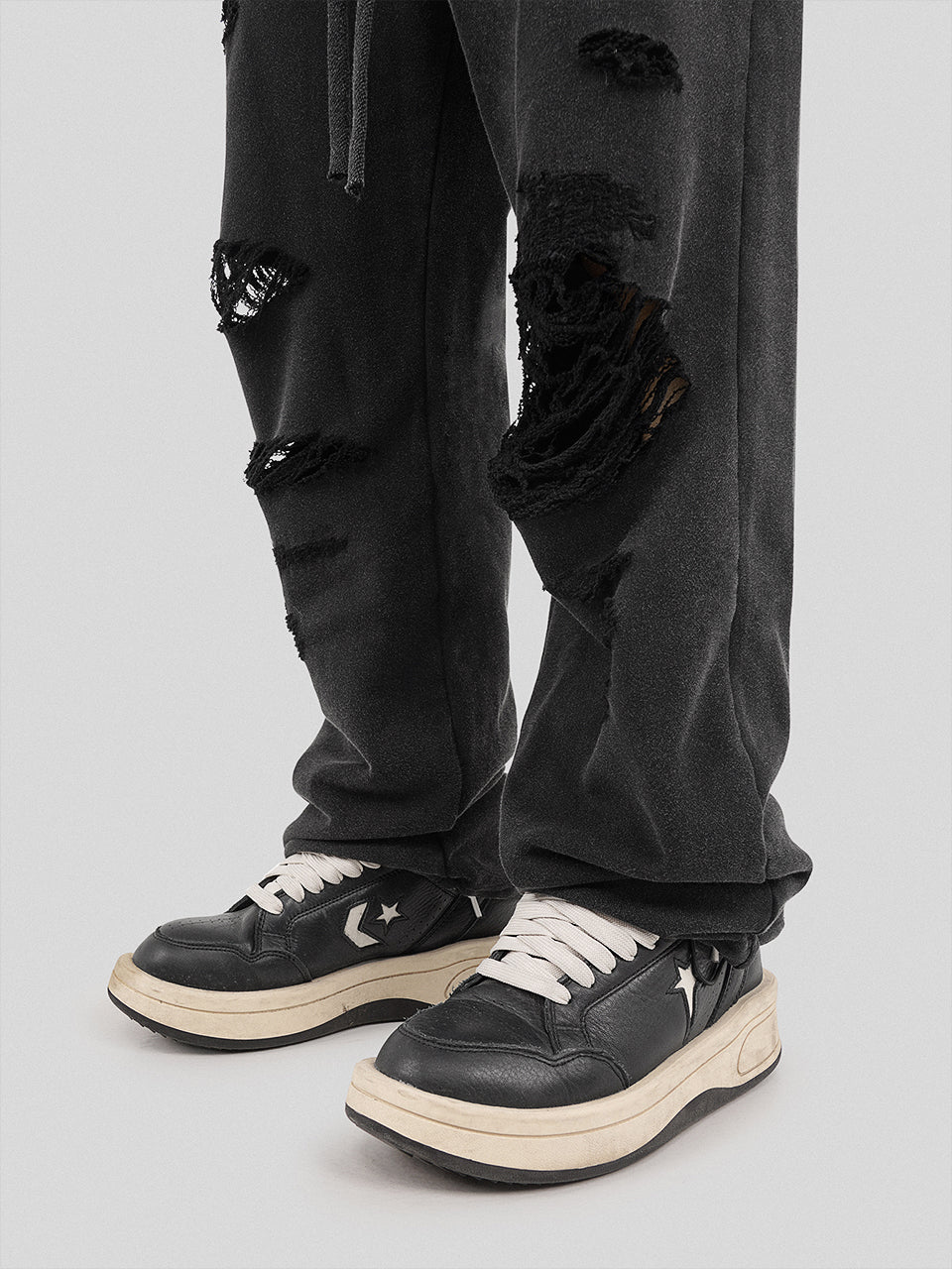 UNDERWATER Destroyed Messy Needle Embroidery Sweatpants