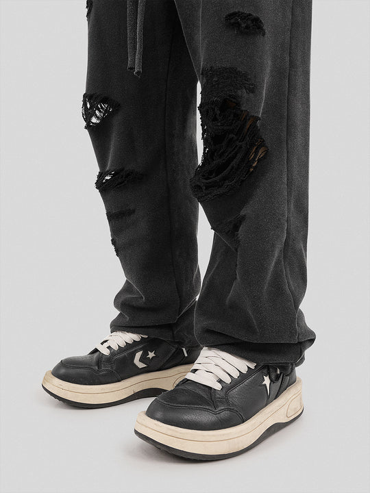 UNDERWATER Destroyed Messy Needle Embroidery Sweatpants
