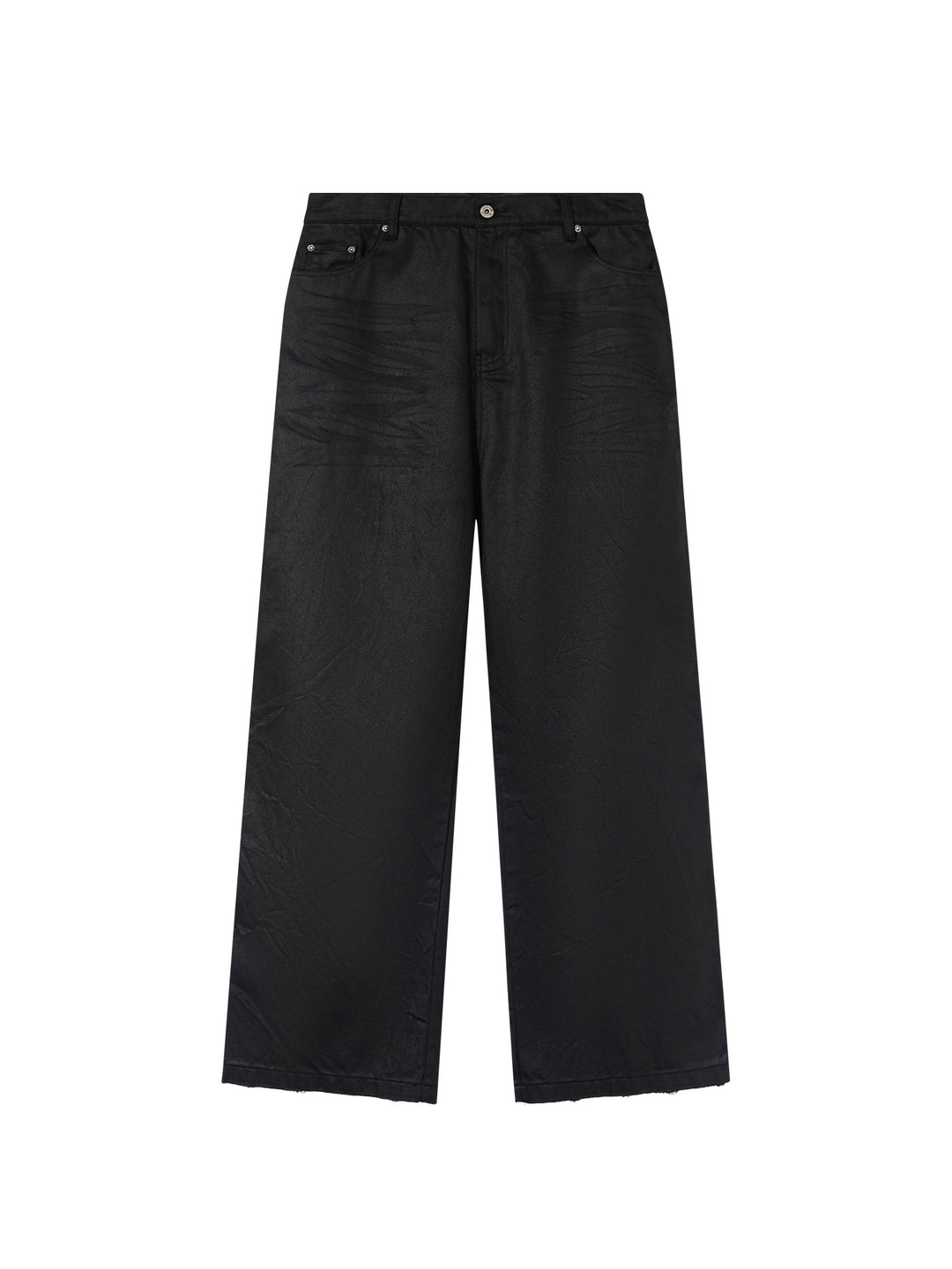 BLIND NO PLAN Coated Brushed Wax Pleated Straight Leg Pants