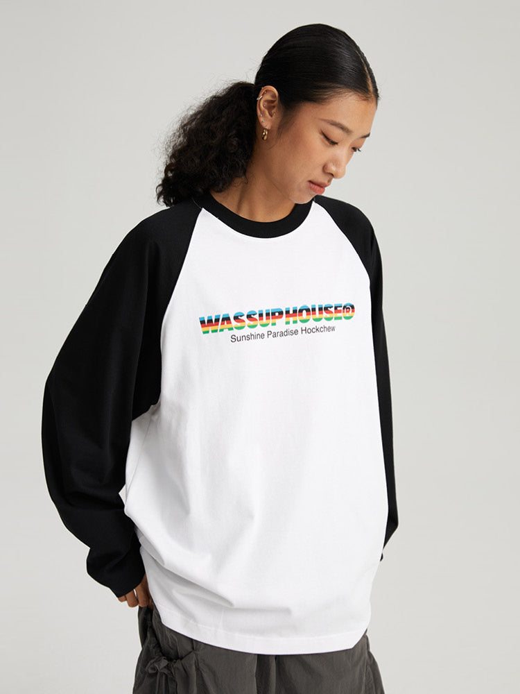 Wassup House Colorful Logo Raglan Long Sleeved Tee