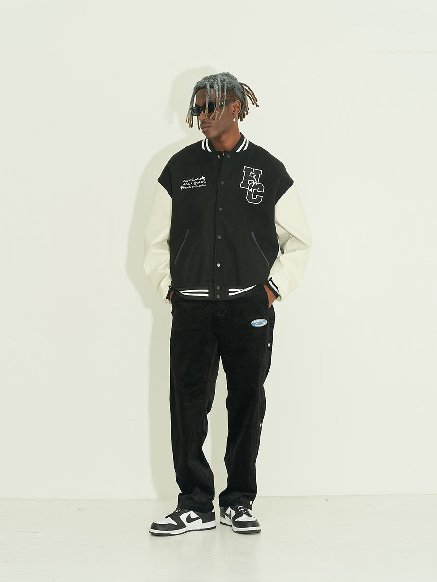 Harsh and Cruel Circular Ring LOGO Bulldog Varsity Jacket | Face 3 Face