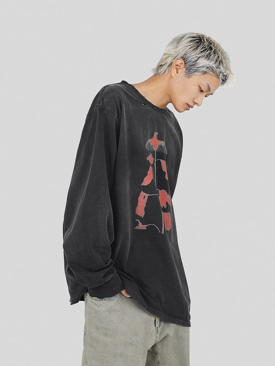 UNDERWATER Wormhole Destruction ALIVE Printed Long Sleeve Tee