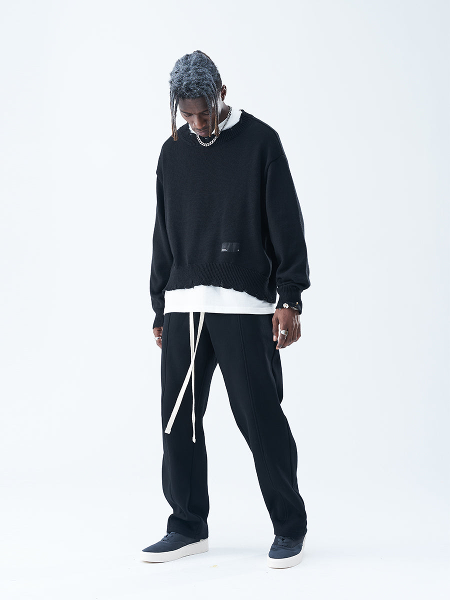 Harsh and Cruel Patch Label Distressed Knit Sweater | Face 3 Face