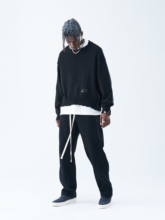 Harsh and Cruel Patch Label Distressed Knit Sweater | Face 3 Face