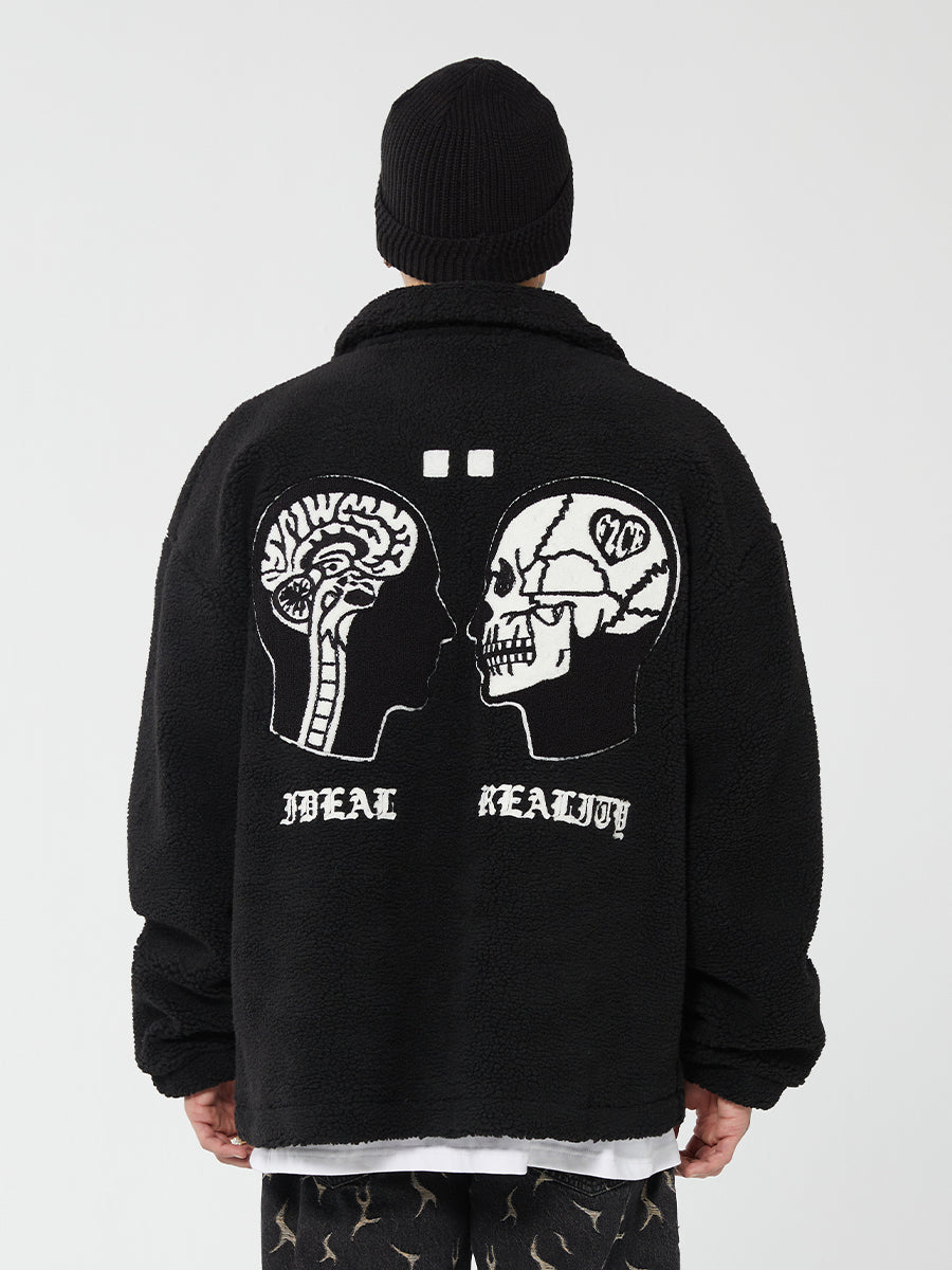 F2CE Ideal Reality Embroidered Sherpa Fleece Jacket | Face 3 Face