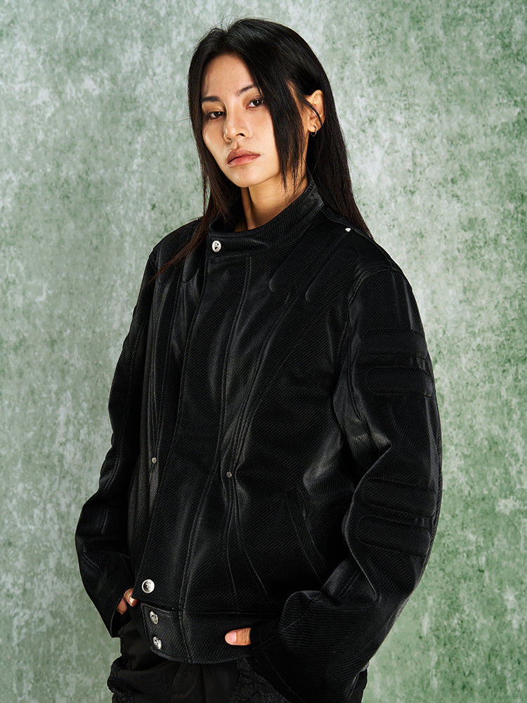 YADcrew x SmallTownKid 3D Cotton Special Texture Leather Jacket