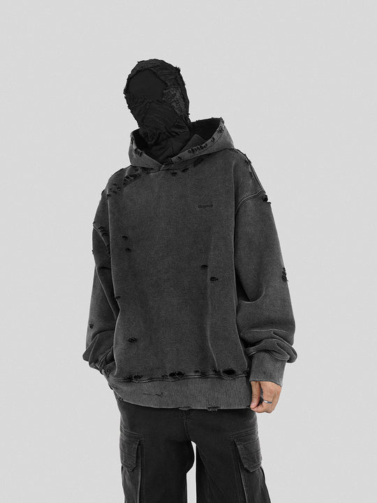 UNDERWATER Damaged Faded Logo Embroidered Hoodie