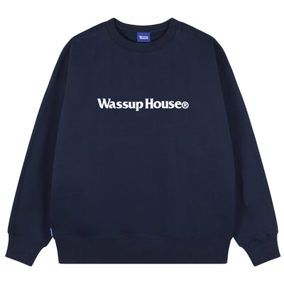 Wassup House Basic Printing Logo Sweatshirt navy