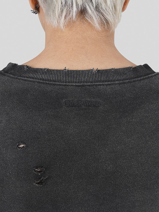 UNDERWATER Wormhole Destruction Alive Printed Faded Sweatshirt