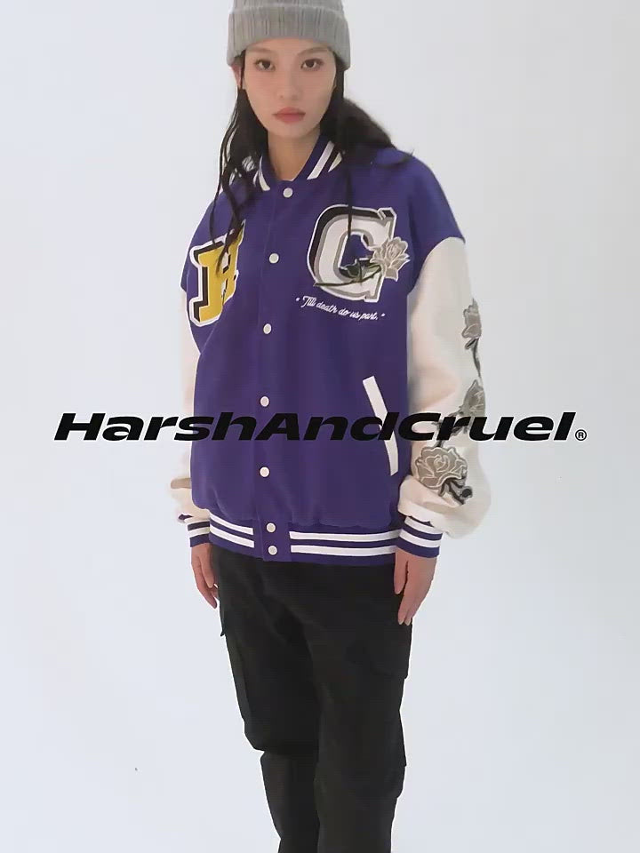 Harsh and Cruel Bouquet Of White Roses Varsity Jacket